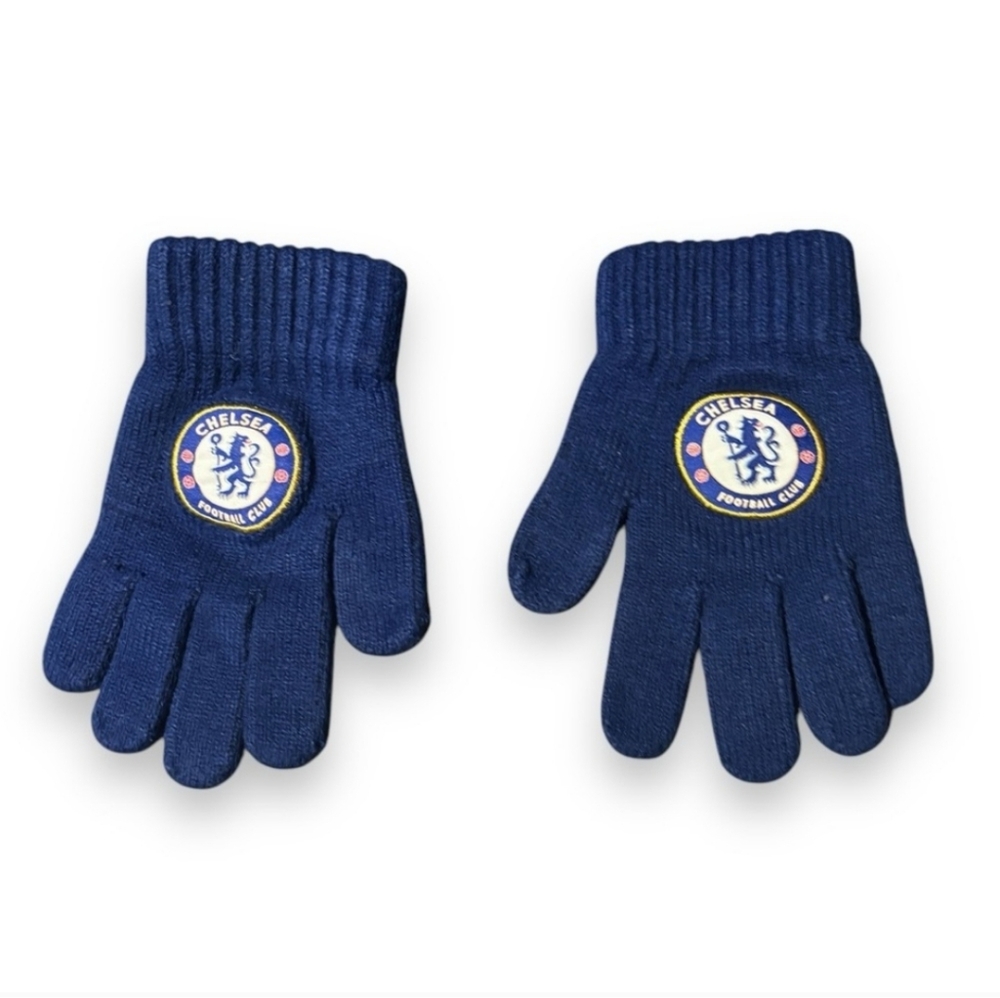CHELSEA FC Blue Knit Gloves Mittens